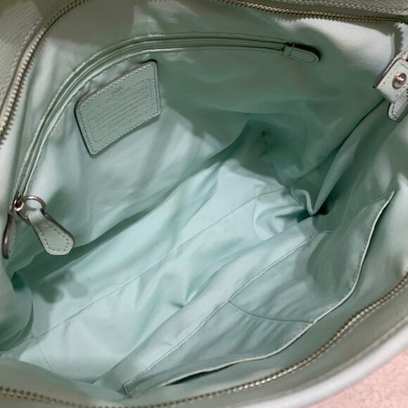 COACH Cross Grain Leather Zip Top CITY TOTE in Sea Glass F36875 - Picture 8 of 16